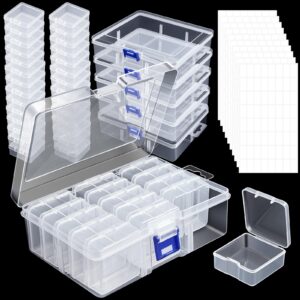 sliner 96 pcs bead organizer box bead storage containers craft organizers and storage plastic storage cases with hinged lid and rectangle clear case and stickers for beads jewelry craft supplies