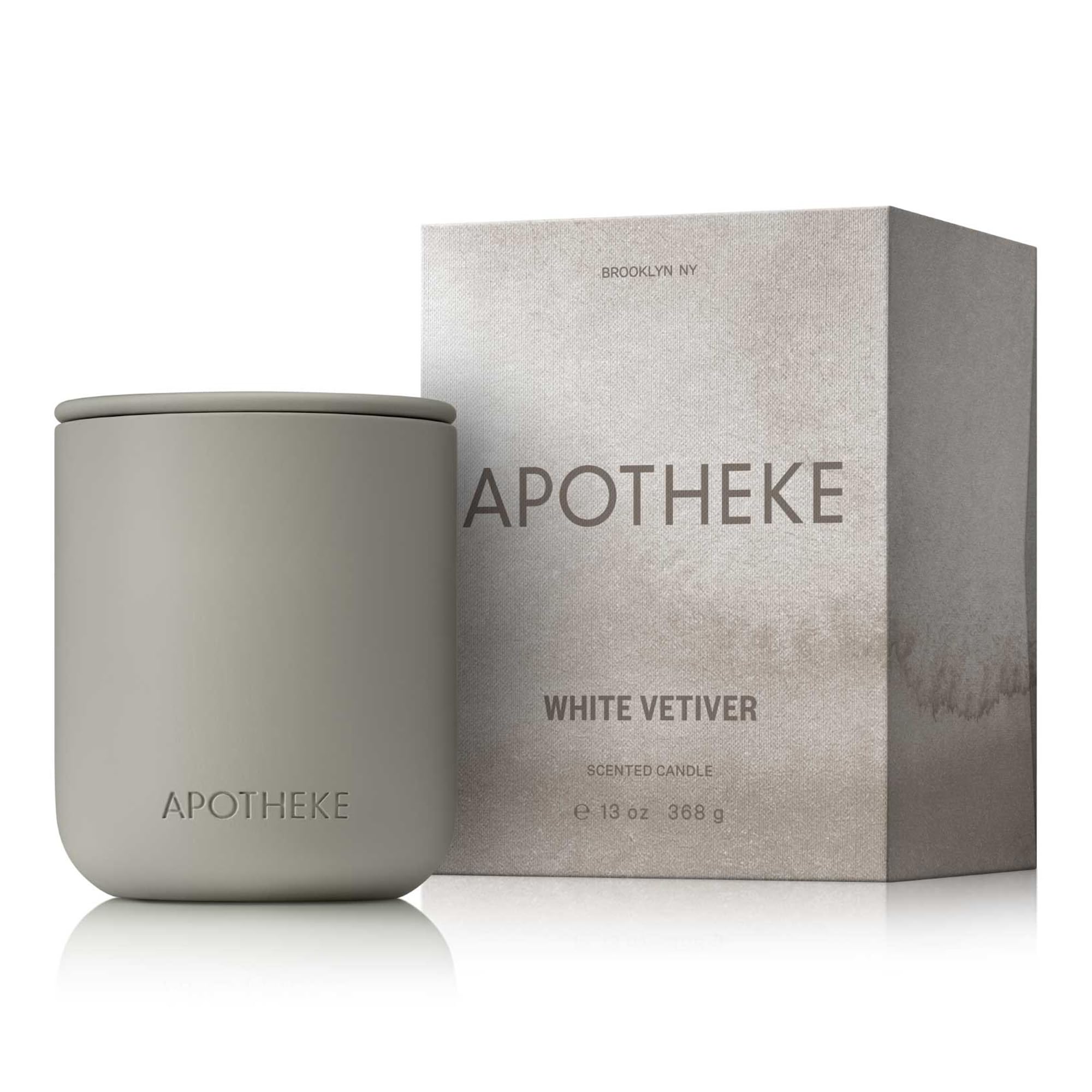 Apotheke 2-Wick Scented Candles for Home, White Vetiver - 13 oz Long-Lasting Soy Wax Jar Candle, 60-70 Hours Burn Time - Notes of Cashmere, Eucalyptus, Lilac, Sandalwood & White Cedar