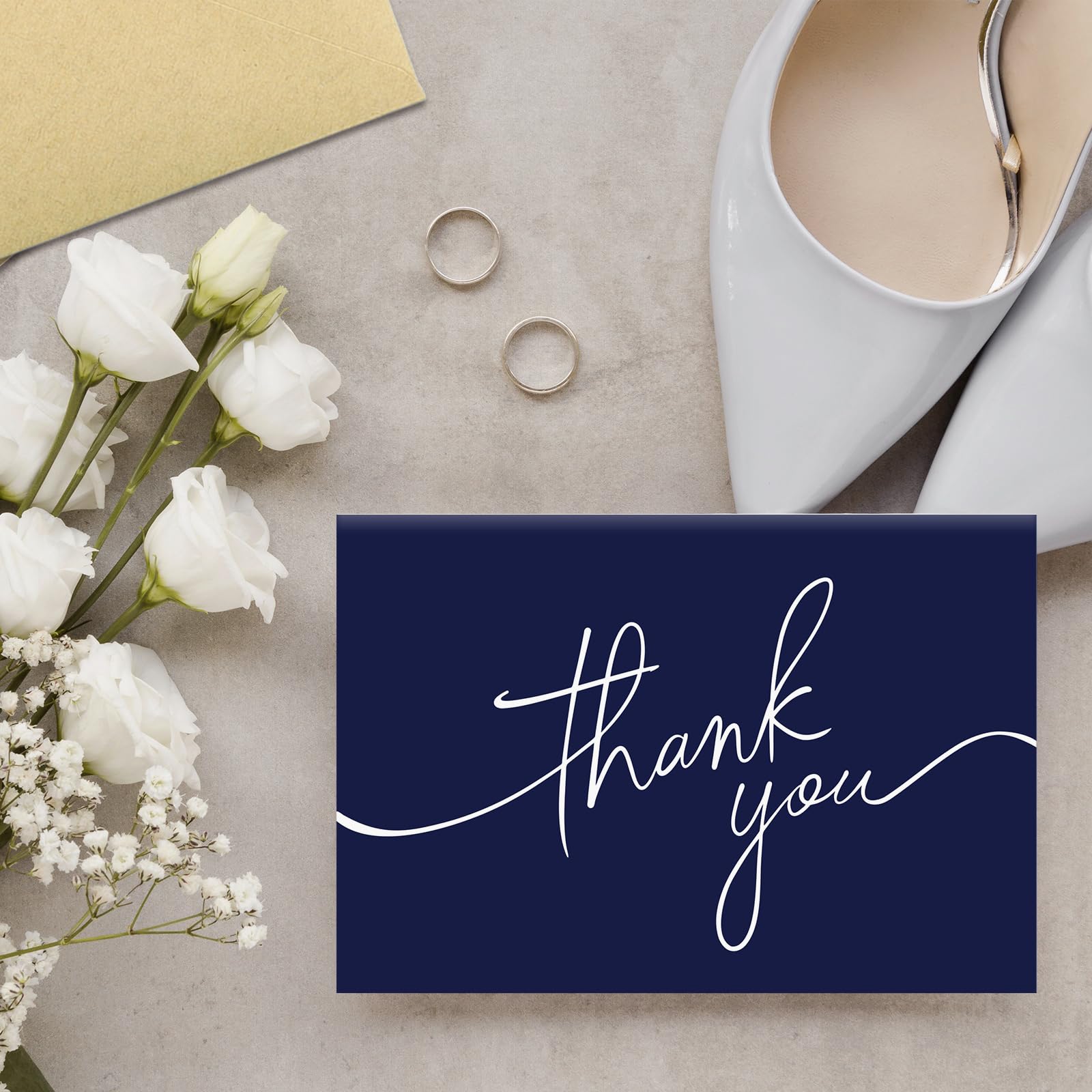 BGTCARDS 30 Pack Thank You Cards with Envelopes, Navy Blue Thank You Cards, 4" x 6" Classy Thank You Card for Business, Baby Shower, Wedding, Small Business, Graduation, Bridal Shower