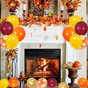 Fall Balloons Thanksgiving Balloons Balloons Orange Yellow Burgundy Gold and Confetti Balloons Autumn Theme Decorations for Baby Shower Birthday Wedding Bridal Boys Girls Thanksgiving Party Decor