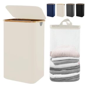 bathola laundry hamper with lid, 120l laundry basket for clothes hamper, collapsible hamper for laundry basket organizer for bedroom laundry room dorm