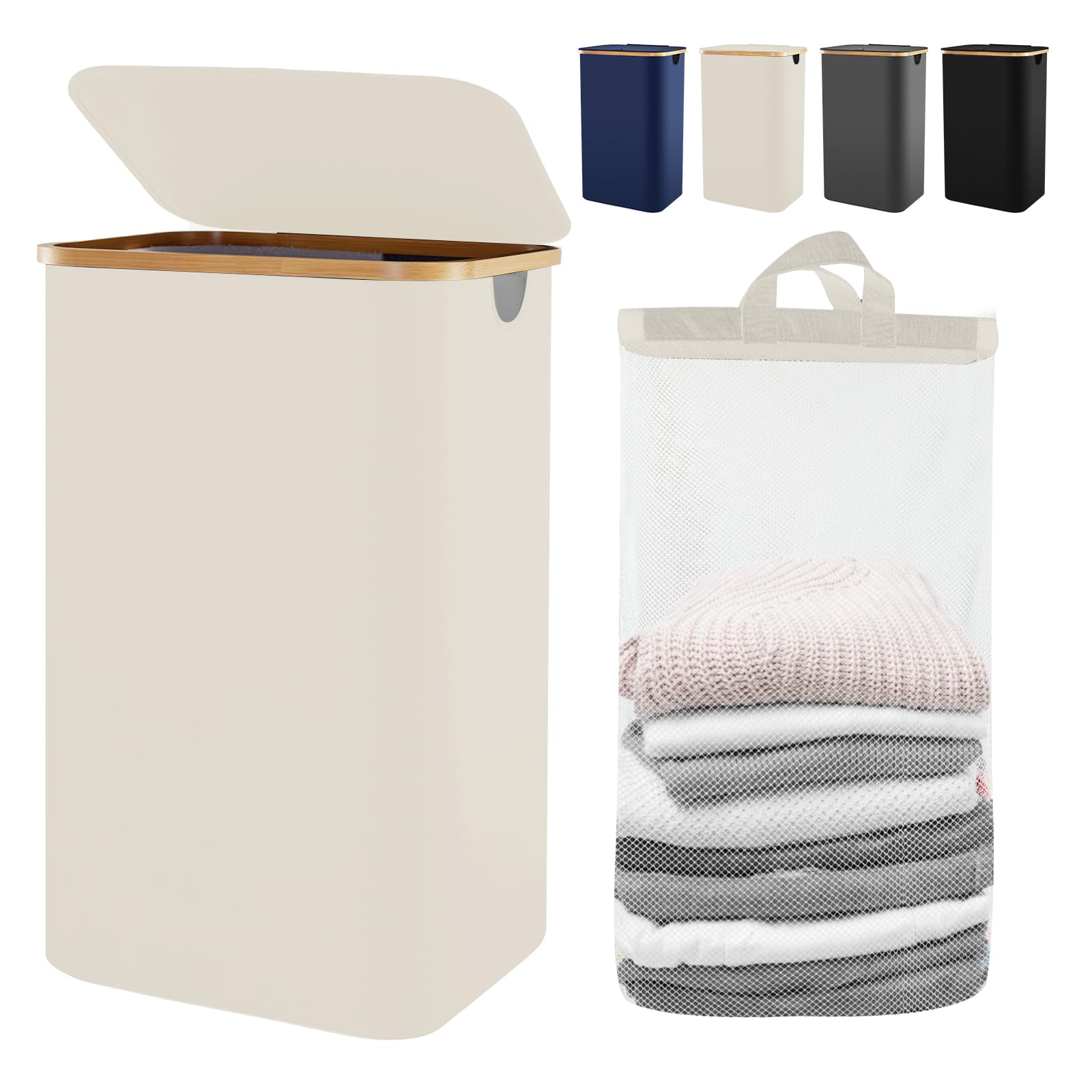 Bathola Laundry Hamper with Lid, 120L Laundry Basket for Clothes hamper, Collapsible Hamper for Laundry Basket Organizer for Bedroom Laundry Room Dorm