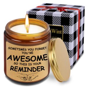 brightinwint vanilla scented candles, candle gifts for women men, you are awesome candle unique candles for home scented, encouragement gifts for women, men, family, best friend, coworker