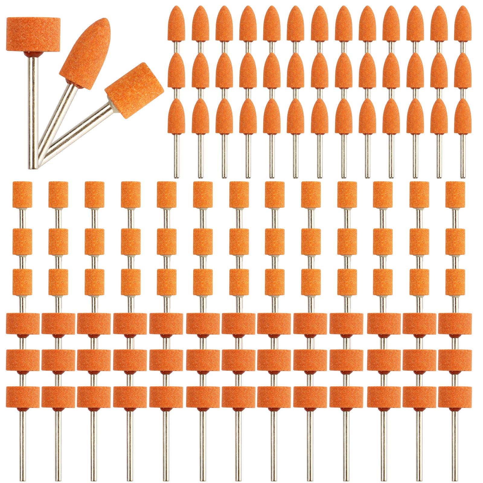 ZORUNNA 120Pcs Sanding Bits for Dremel Rotary Tool, Strong Grinding Stones Bits with 1/8" Shank, Aluminum Oxide Sanding Accessories to Polish Sharpen Jade, Rust and Metal(3 Sizes).