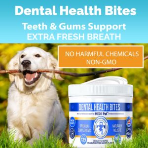 MEDii Pet Soft Dog Dental Chews: Cleans Dog Teeth + Dog Breath Freshner. Removes Tartar & Plaque. Comparable to Greenies and Dentastix, for All Dog Teeth Cleaning. 10oz 125 Hearts Tasty Flavor