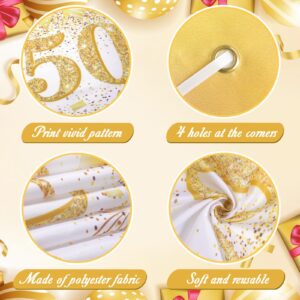 50th Wedding Anniversary Decorations White Gold Happy 50th Anniversary Yard Banner and 18Pcs 50th Golden Wedding Anniversary Balloons for 50th Golden Wedding Anniversary Party Decorations