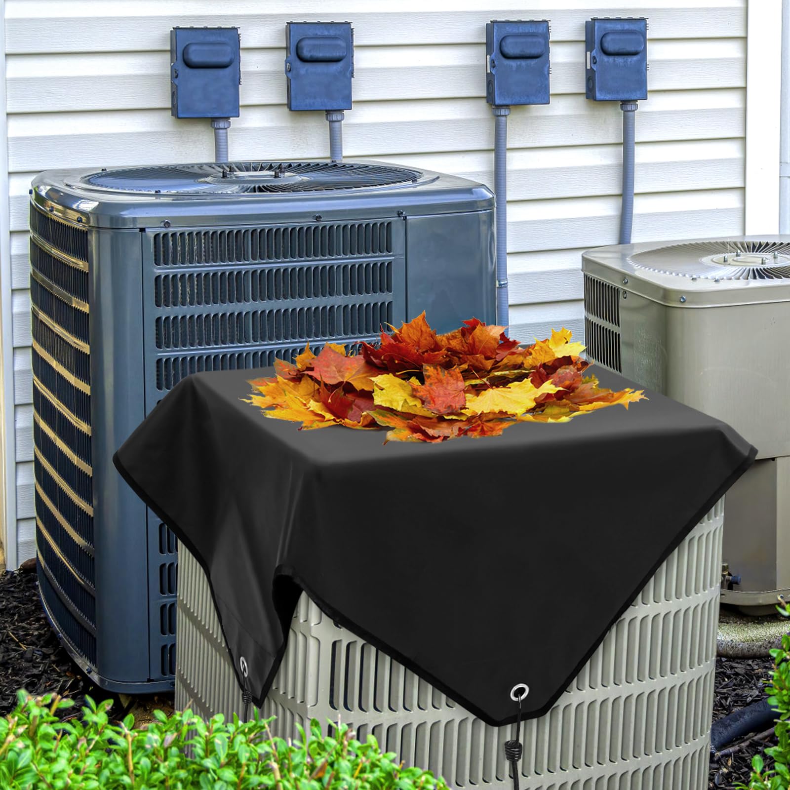 Air Conditioner Cover for Outside Units, Black Snow-Resist Winter Waterproof Outdoor AC Defender, AC Condenser Shade for Outside Unit, Heavy Duty Top Central Air Conditioner Cover (black-32*32in)