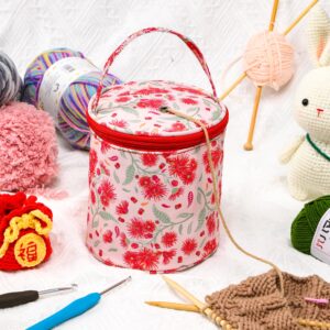 Qukou Yarn Storage Portable Bag, Knitting Bag, Small Size Knitting Projects Organizer for Yarns, Zipper Storage Bag（Taraxacum mongolicum）