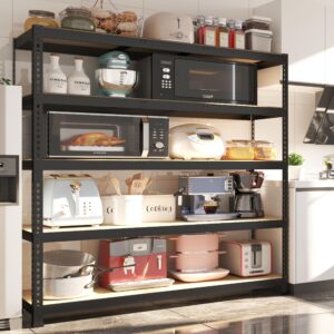 Prilinex Heavy Duty Storage Shelves 48" W x 24" D x 72" H - 5-Tier Adjustable Metal Garage Shelving Unit, Standing Utility Shelf Racks for Pantry Warehouse Kitchen, Black