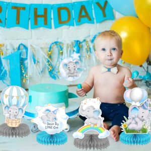 9pcs Blue Elephant Honeycomb Centerpieces Elephant Baby Shower Decorations for Boy Elephant Baby Shower Centerpieces Birthday Party Supplies Table Toppers for Elephant It's A Boy Party Favors for Kids