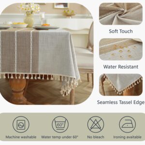 Alsoo Table Cloth Rectangle Table Rustic Waterproof Tablecloth Cotton Linen Wrinkle Free Table Cloths for Parties, Kitchen Dining, Holiday, Christmas, Coffee Lines, 4-6 Seats/55x75 Inches