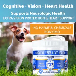 MEDii Pet Dog Vitamin Supplements & Health Booster: Metabolism, Cardiac, Eyes, & Helps Prevent Dog Dementia– Includes Spirulina, Vitamin B1, B3, & B12, Non-GMO, 125 ct/10 oz. Best Value