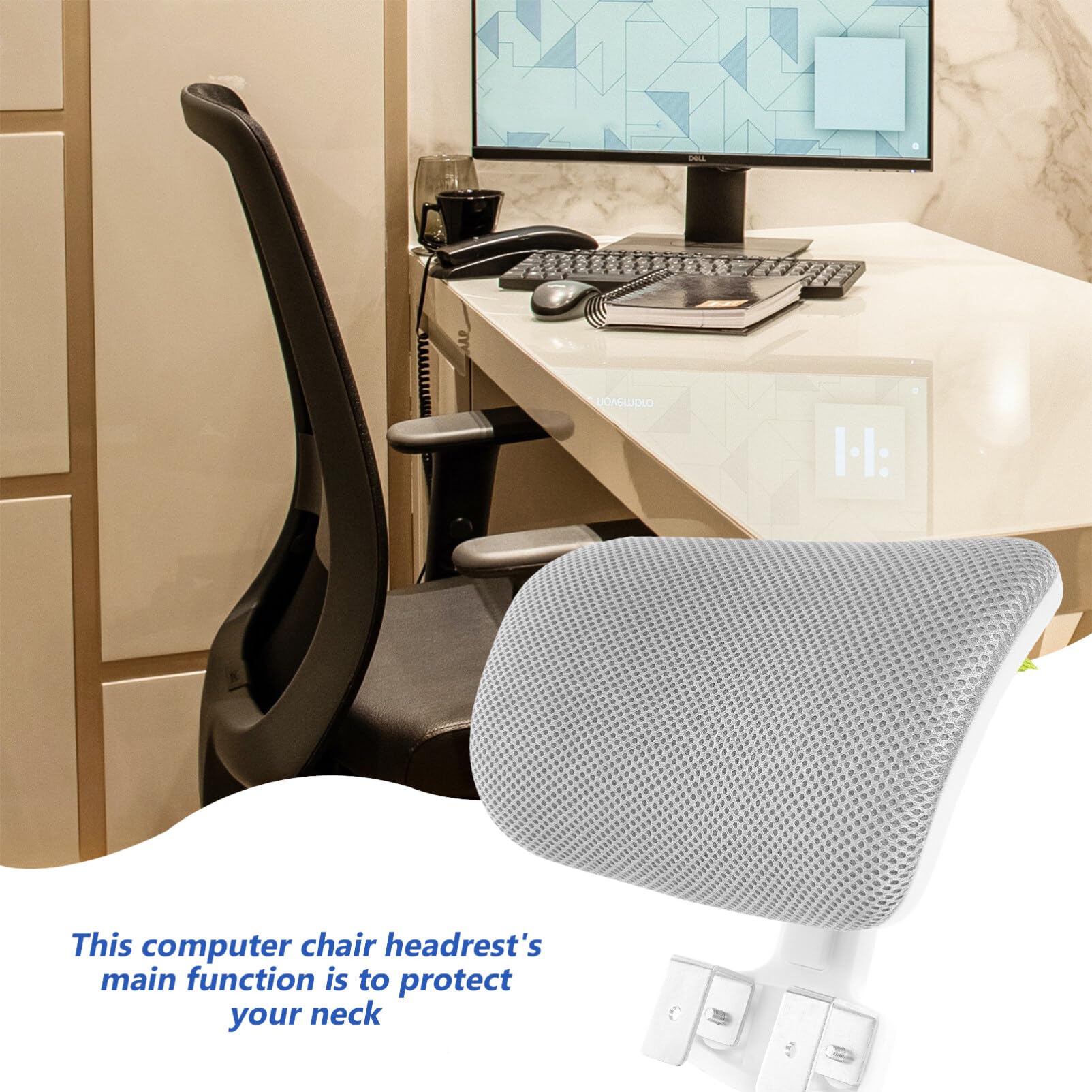 Homoyoyo Chair Office Chair Headrest Universal Attachment Neck Support Cushion Clip on Neck Protection Pillow Headrest for Office Chair White Office Chair Headrest Attachment