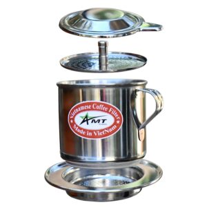 AMT 6.5 OZ Vietnamese Coffee Maker Coffee Filter, 2-3 Servings Phin, Screw Down Coffee Vietnamese Coffee Dripper for Vietnamese Style at Home Office (6.5 OZ - Handle)