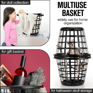 Uiifan 8 Pcs Black Lightweight Laundry Baskets Plastic Large Round Bushel Baskets Capacity Plastic Clothes Basket Space Saving Narrow Laundry Hampers