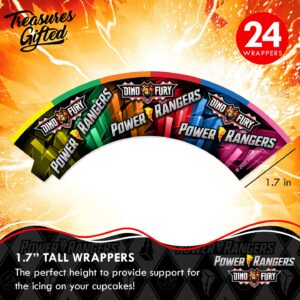 Treasures Gifted 24ct Power Rangers Cupcake Toppers & Wrappers - Officially Licensed Power Rangers Birthday Party Supplies - Power Rangers Cake Decorations - Power Rangers Cake Toppers