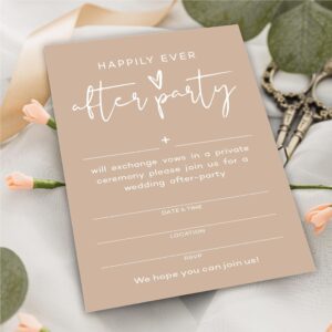 TPYEN Happily Ever After Party Invitations, Minimalist Brown Wedding Reception Party Invitation, Celebration for Bride & Groom, Party Favor & Supplies - A04