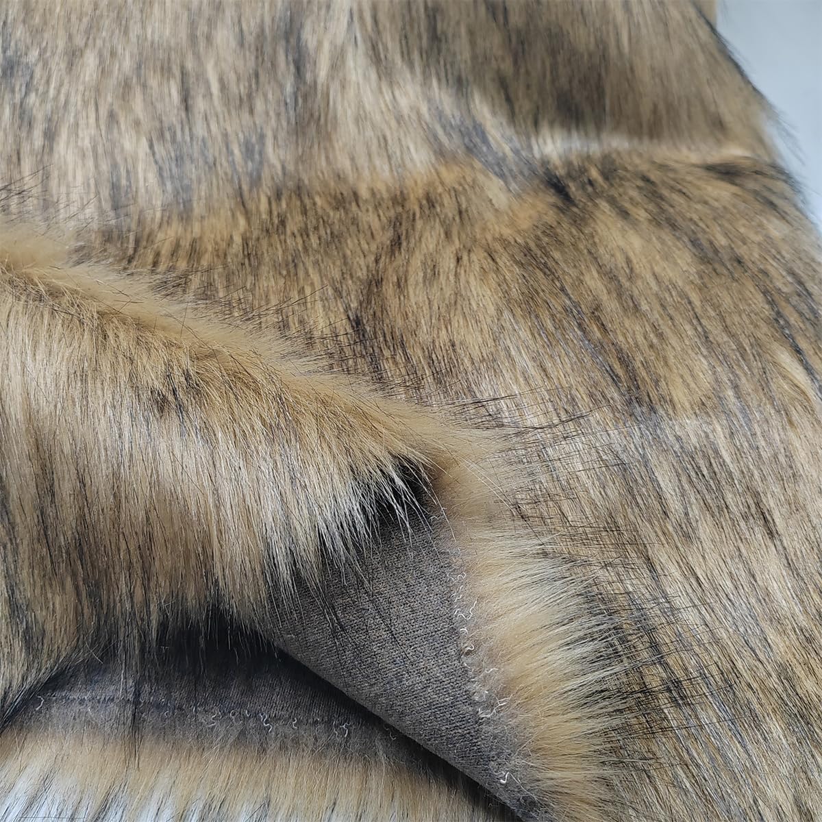 Wanghd 1Pcs Wide 35"x18" Length Soft Brown Imitation Lion Fur,Faux Fur Fabric,Fur Fabric Sewing Coat Collar,Upholstery,Decoration, (1.5"-2.4" Fur 35"x18")