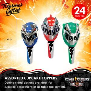 Treasures Gifted 24ct Power Rangers Cupcake Toppers & Wrappers - Officially Licensed Power Rangers Birthday Party Supplies - Power Rangers Cake Decorations - Power Rangers Cake Toppers