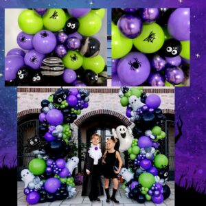 198pcs Large Size Halloween Balloon Garland Arch Kit, Black Green Halloween Decorations Party Supplies, Halloween Balloon Garland with Bat Balloon