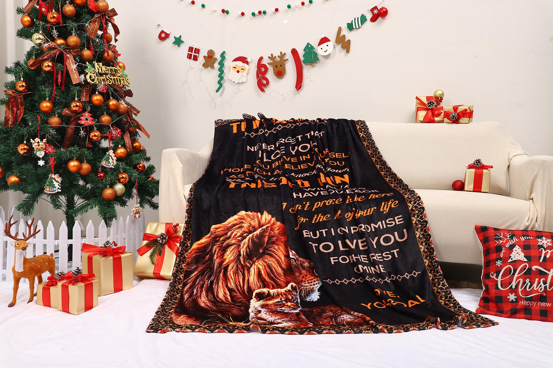 TURMTF to My Daughter Blanket, Daughter Gifts from Dad, Chrismas Day Birthday Gifts for Daughter, Daughter Lion Throw Blanket Graduation Encouragement Gifts(Lion, 50X60)