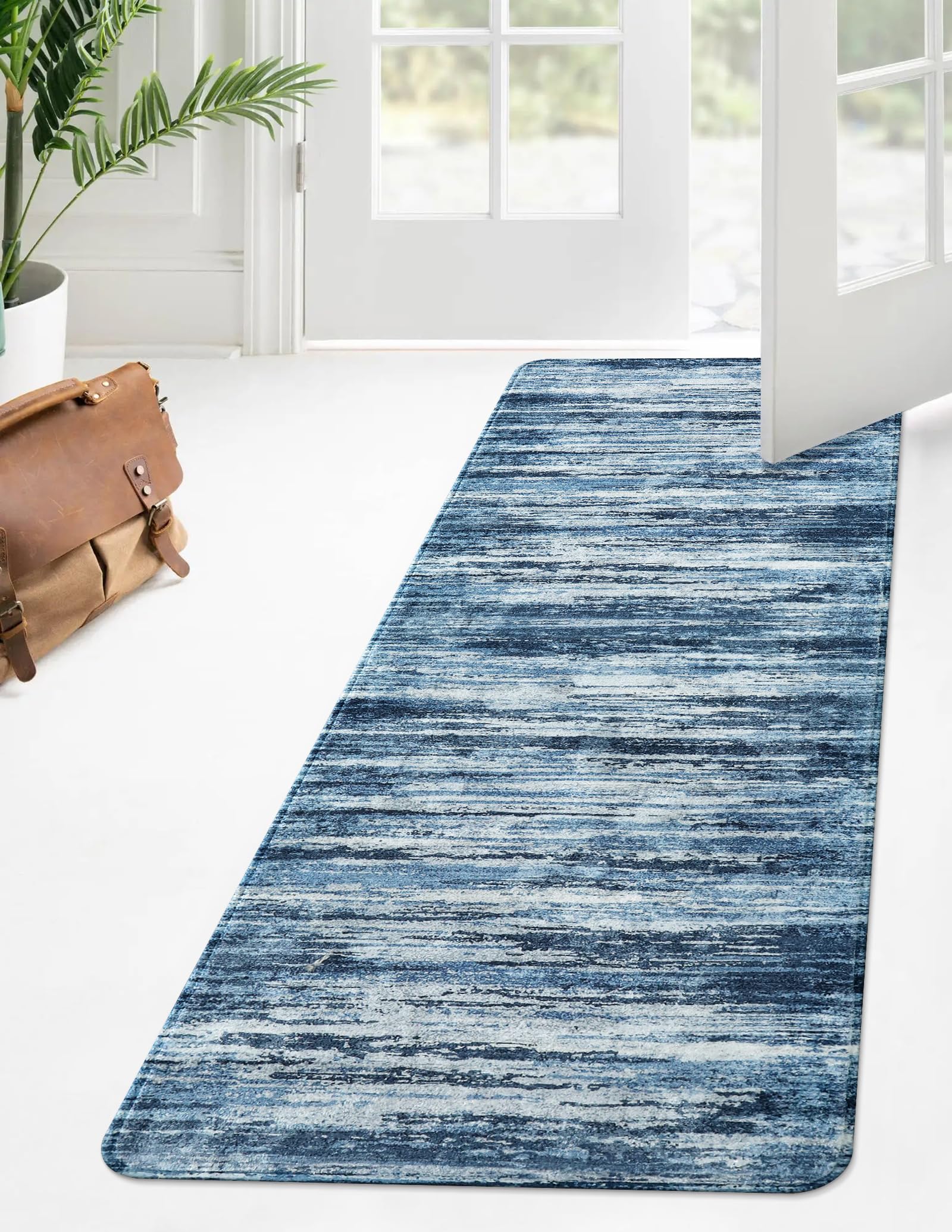 Lahome Modern Ombre Hallway Runner Rug - 2x6 Washable Runner Rugs with Rubber Backing Non-Slip Throw Stain Resistant Kitchen Runner, Blue Floor Indoor Carpet Runners for Entryway Bathroom Laundry Room