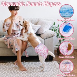 Pet Soft Disposable Dog Diapers - Female Dog Diapers with Adjustable Foam Tail Hole, Ultra Protection Puppy & Cat Diapers Wetness Indicator for Dogs in Heat or Incontinence, 40pcs (L,Red)