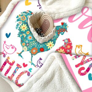 Cute Chicken Blanket Just A Girl Who Loves Chickens Blankets Super Soft Sherpa Throw Blanket Bedding Decor Gifts for Kids Boys Girls Toddler Adults 60"x50"