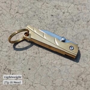 COHOMELARS Small Keychain Knife,Mini Folding Pocket Knife,Brass Handle, Stainless Steel Blade, EDC Box Cutter,Small Gift for Women Men