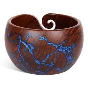 Personalized Rosewood Lichtenberg Wooden Storage Yarn Bowl, Bowl Holder & Dispenser for Tangle-Free Yarn Perfect Large Knitting & Crochet Bowl - Crochet Bowl Fractal Wood Burning & Resin Artwork