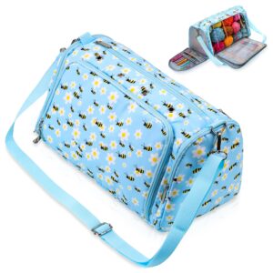 knitting bag yarn bag for crochet, yarn tote storage organizer portable individual compartments for carrying unfinished project