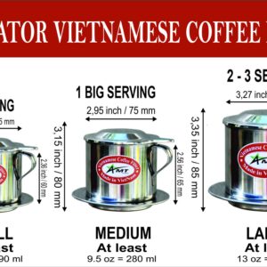 AMT 6.5 OZ Vietnamese Coffee Maker Coffee Filter, 2-3 Servings Phin, Screw Down Coffee Vietnamese Coffee Dripper for Vietnamese Style at Home Office (6.5 OZ - Handle)