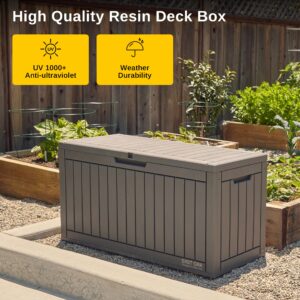 EAST OAK 60 Gallon and 31 Gallon Deck Boxes, Outdoor Storage Boxes with Padlock for Patio Furniture, Cushions, Gardening Tools, Pool Supplies | Waterproof and UV Resistant | Grey