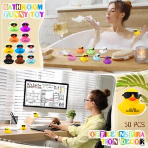 Glimin 100 Set Inspirational Mini Rubber Ducks with Glasses You are Awesome Card and Bag Thank You Gift Employee Appreciation Gift You're Ducking Gift for Christmas Staff Team Coworker Party Favors