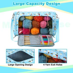 Knitting Bag Yarn Bag for Crochet, Yarn Tote Storage Organizer Portable Individual Compartments for Carrying Unfinished Project