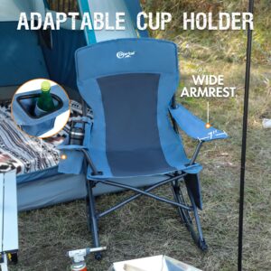 PORTAL Outdoor Rocking Chair Camping Folding Portable Rocker with Cup Holder Side Pocket Carry Bag, Support 300LBS (Midnight Blue)