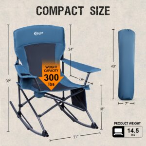 PORTAL Outdoor Rocking Chair Camping Folding Portable Rocker with Cup Holder Side Pocket Carry Bag, Support 300LBS (Midnight Blue)