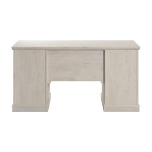 Bush Furniture Lennox Farmhouse Desk with Storage and Keyboard Tray | Computer Table for Home Office Workspace, 60W, Linen White Oak