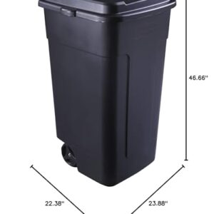 VinEry 50 gal Roughneck Wheeled Plastic Garage Trash Can, Black