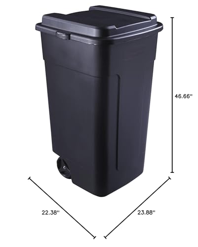 VinEry 50 gal Roughneck Wheeled Plastic Garage Trash Can, Black