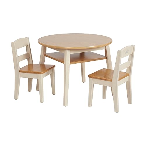 ECR4Kids Hideaway Table and Chair Set, Kids Furniture, Honey/Antique White, 3-Piece