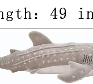 Zctghvy 48 inch Giant Whale Shark Stuffed Animal Toy Whale Plush Kids Pillow Grey Whale Shark Plush Toy Pillow Whale Shark Stuffed Animal