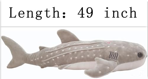 Zctghvy 48 inch Giant Whale Shark Stuffed Animal Toy Whale Plush Kids Pillow Grey Whale Shark Plush Toy Pillow Whale Shark Stuffed Animal