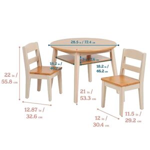 ECR4Kids Hideaway Table and Chair Set, Kids Furniture, Honey/Antique White, 3-Piece