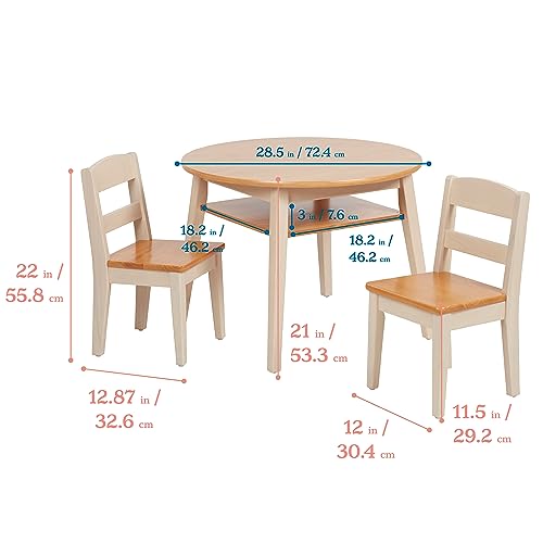 ECR4Kids Hideaway Table and Chair Set, Kids Furniture, Honey/Antique White, 3-Piece