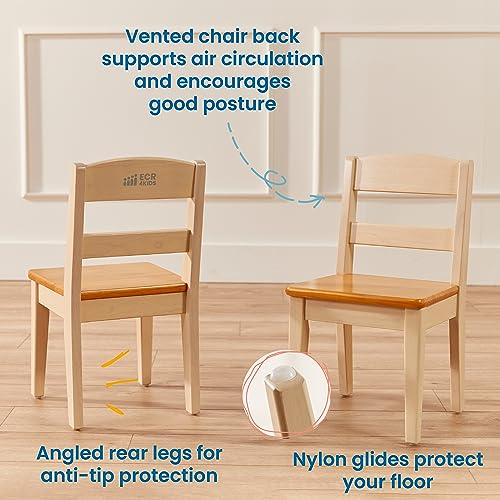 ECR4Kids Hideaway Table and Chair Set, Kids Furniture, Honey/Antique White, 3-Piece