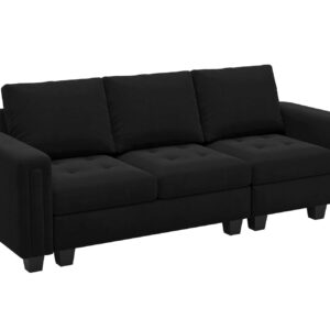 Belffin Velvet Modular Sofa Couch 3 Seater Sofa Couch for Living Room Black