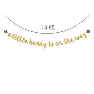 Talorine A Little Honey is on the Way Banner Gold Glitter Bumble Bee Theme Banner Sweet Honey bee Gender Reveal Baby Shower Party Decoration Pregnancy Announcement Mommy to Bee Daddy to Bee Welcome