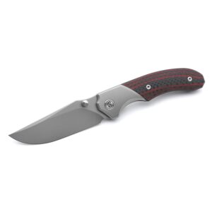 miguron knives m centurion ii folding knife 3.5" m390 blade titanium and red carbon fiber handle pocket knife mgr-609rdii