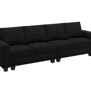 Belffin Velvet Modular 4 Seat Sofa Couch Sectional 4-seat Sofa Couch for Living Room Black